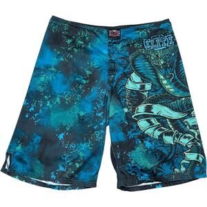 MMA Elite Shorts Cobra Blue Green Black Medium